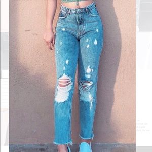 High Waisted ripped jeans